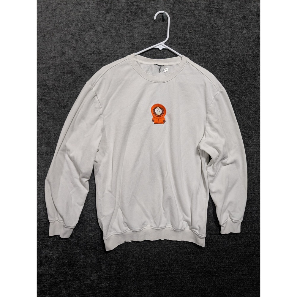 South Park Kenny McCormick Embroidered Sweatshirt White Crewneck Pullover 1110